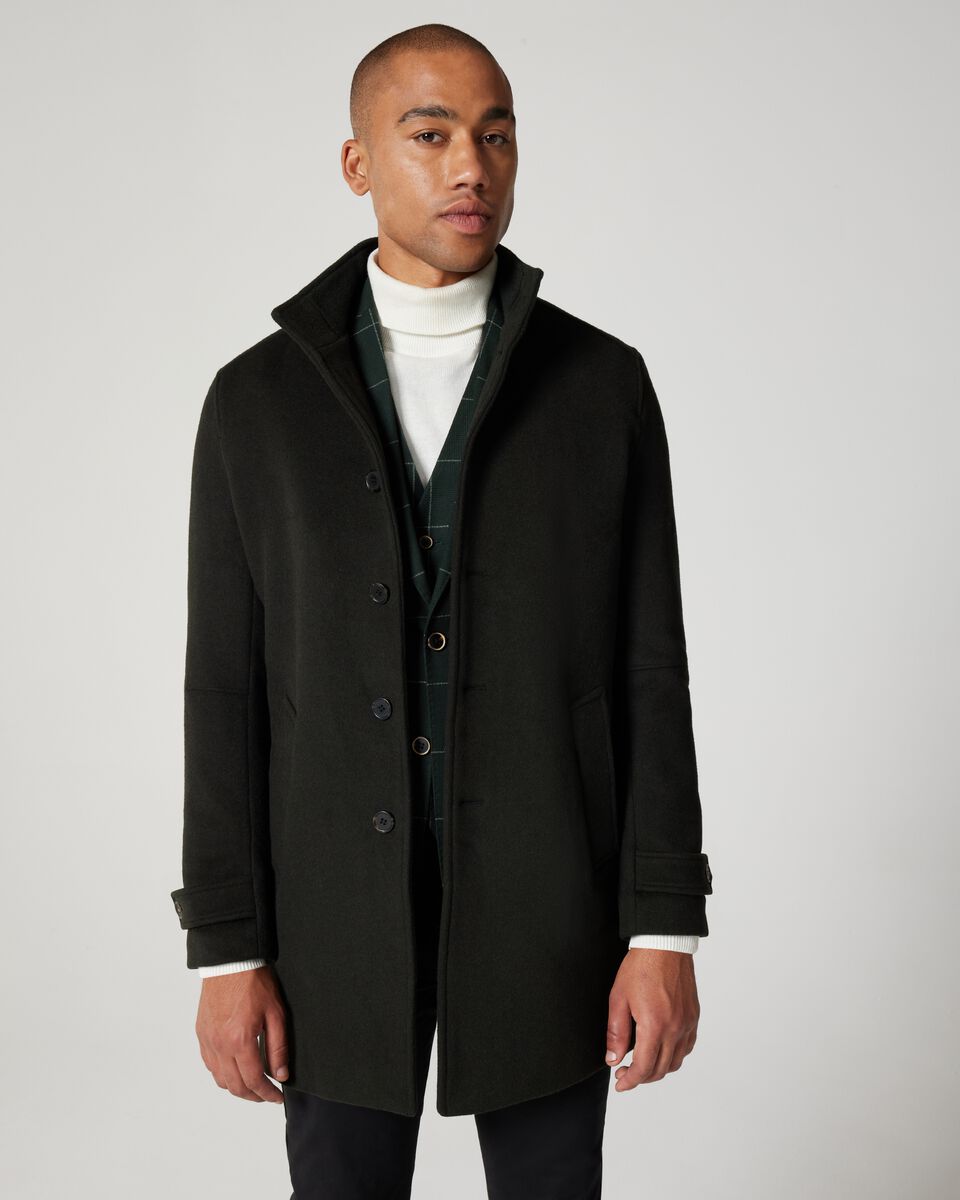 Wool Blend Funnel Neck Coat 